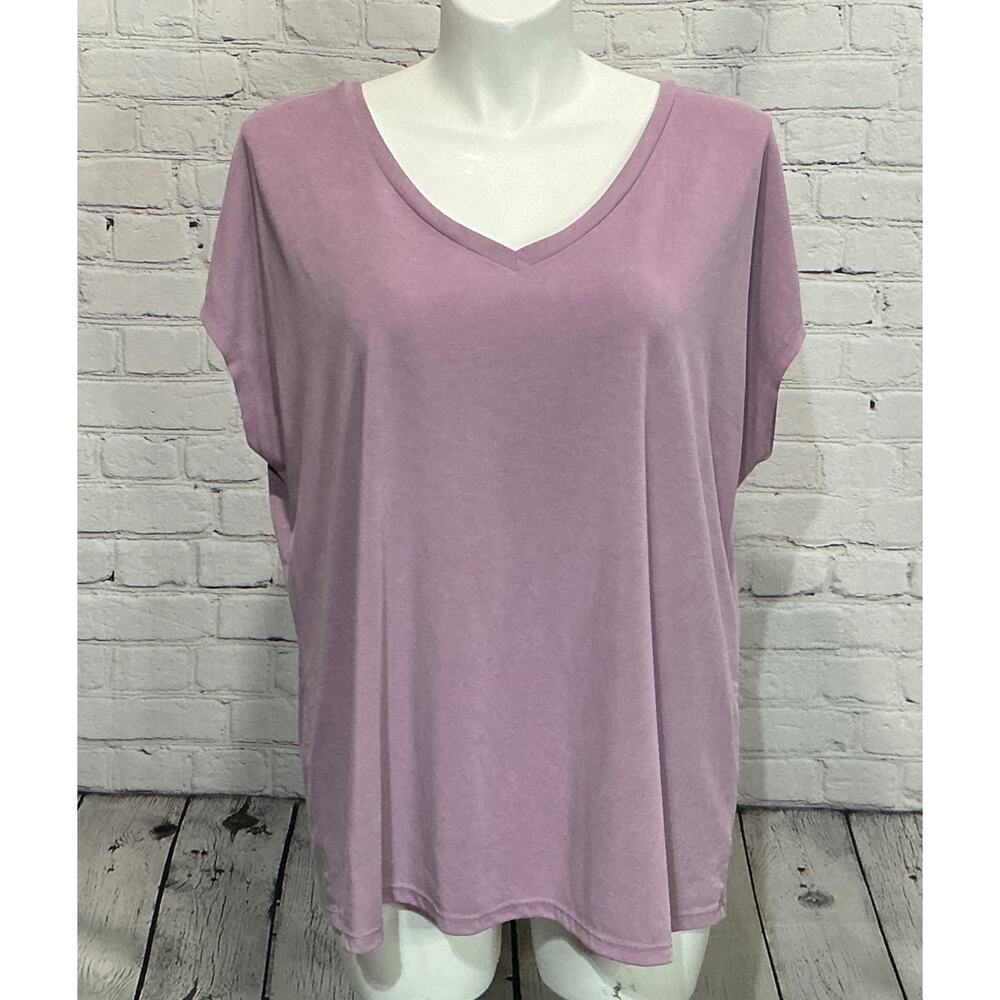 Torrid Women's Purple V-Neck Knit Tee (Size 2)